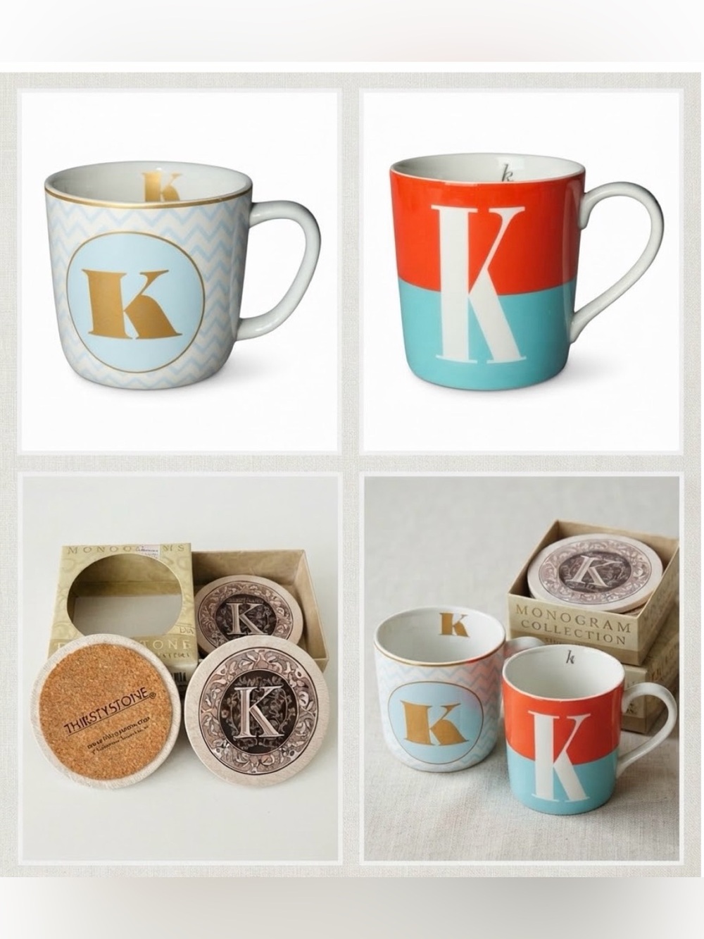 Monogram Initial K Mug & Coaster Set